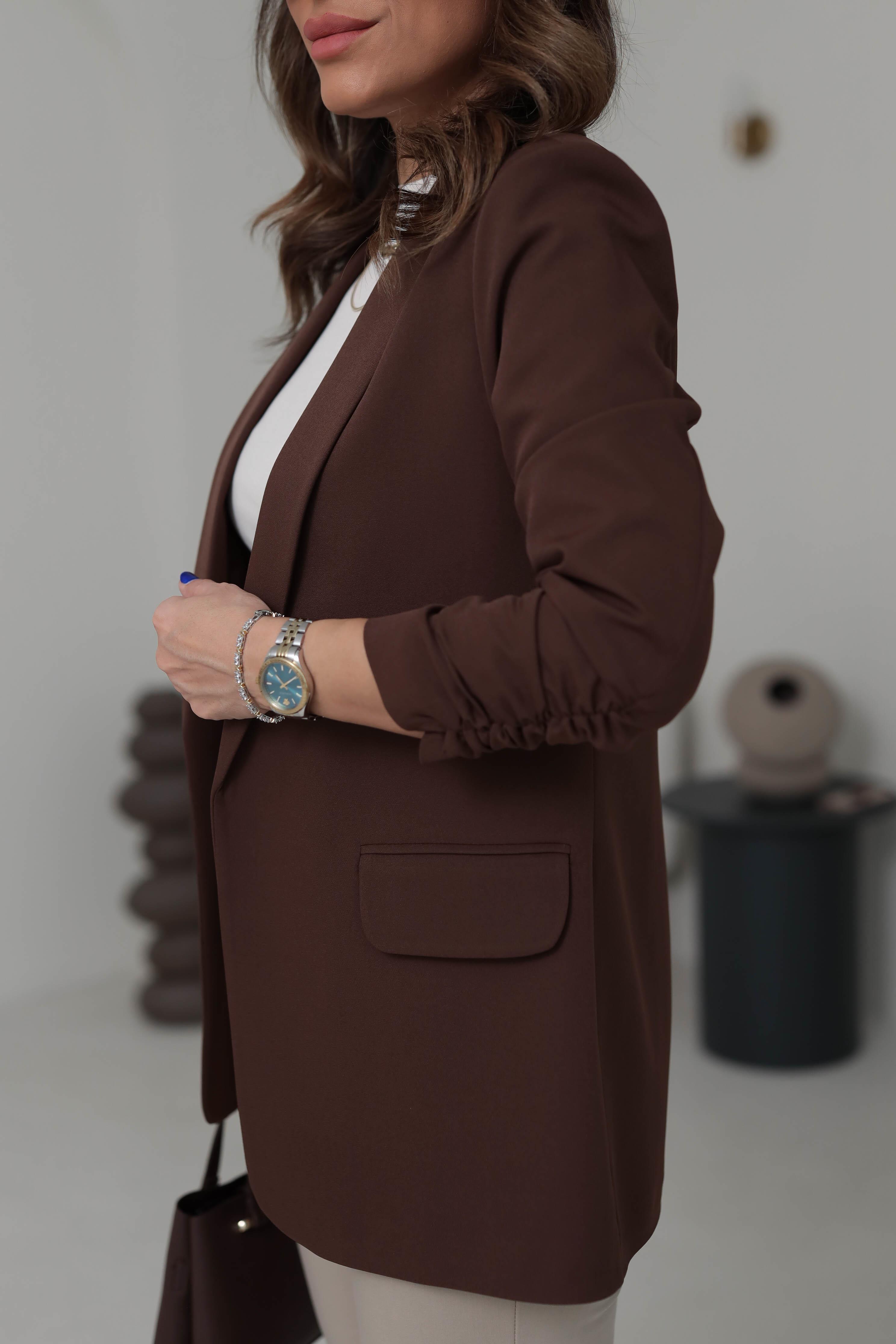 Chocolate Brown buttonless blazer