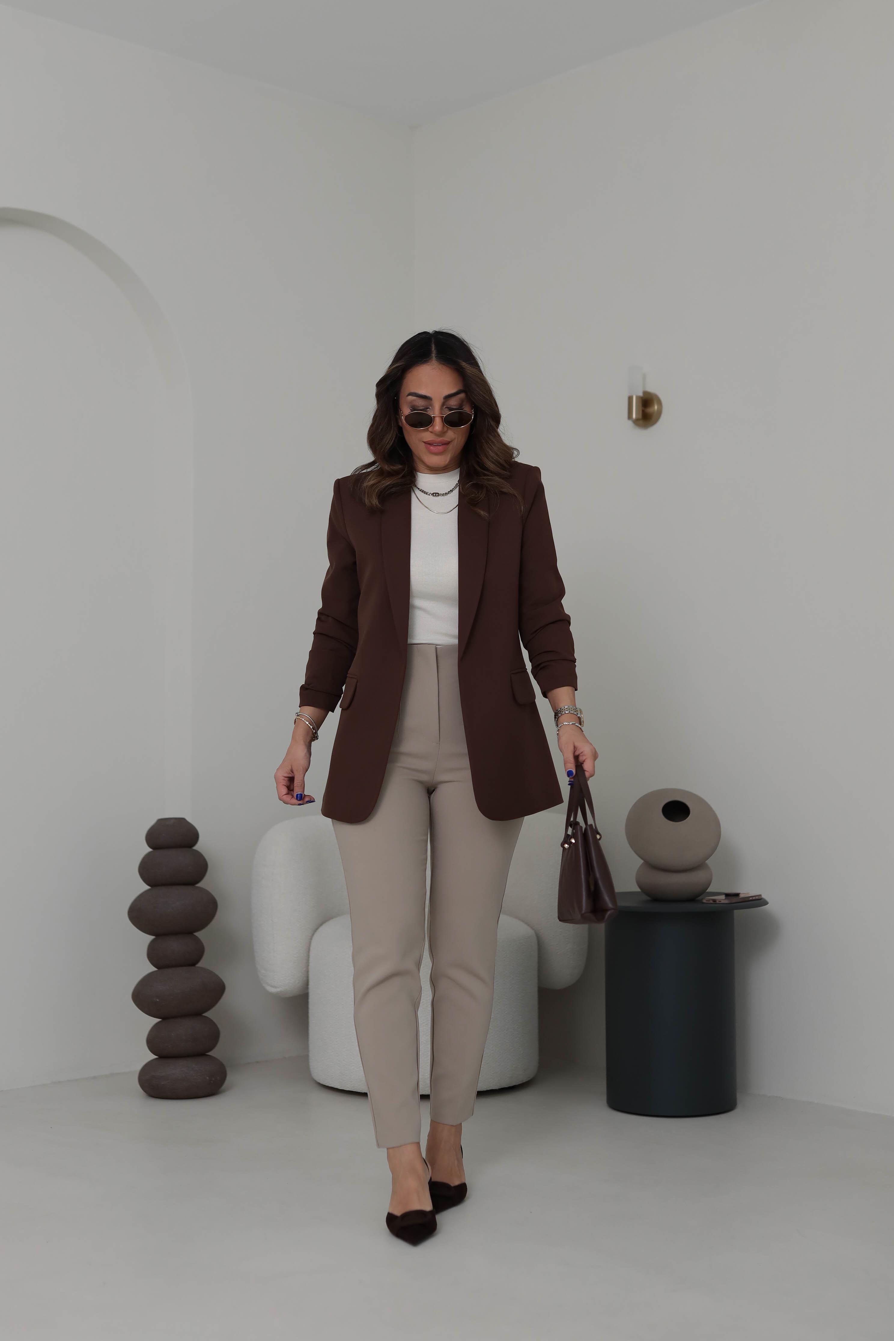 Chocolate Brown buttonless blazer