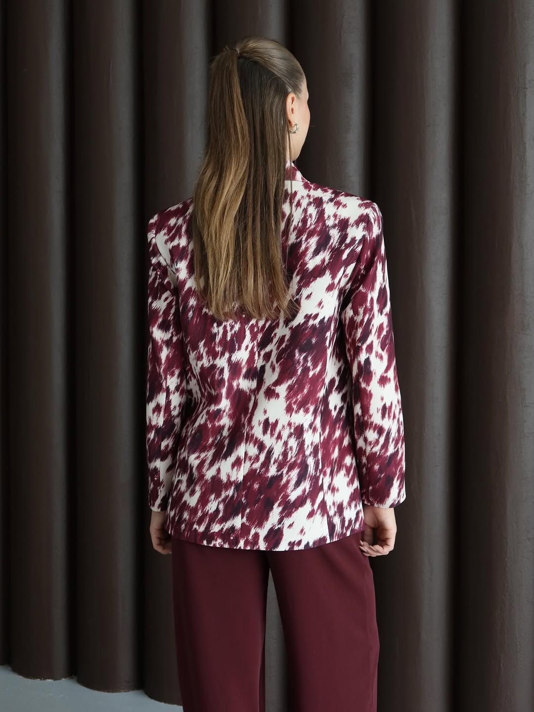 Burgundy & white cow-print