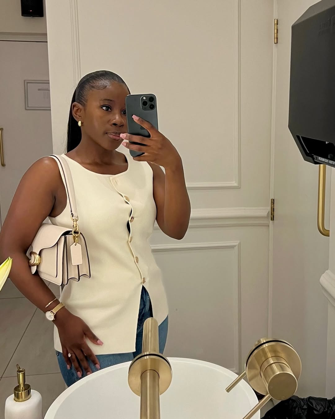 Off-White Peplum Knit Top – Flattering Silhouette & Effortless Style