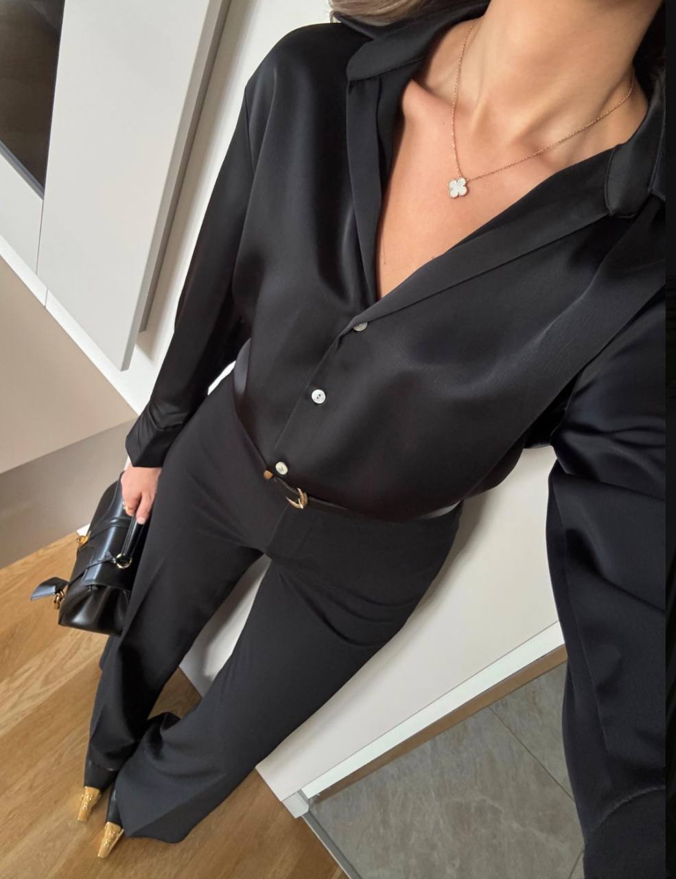 Black Satin Shirt