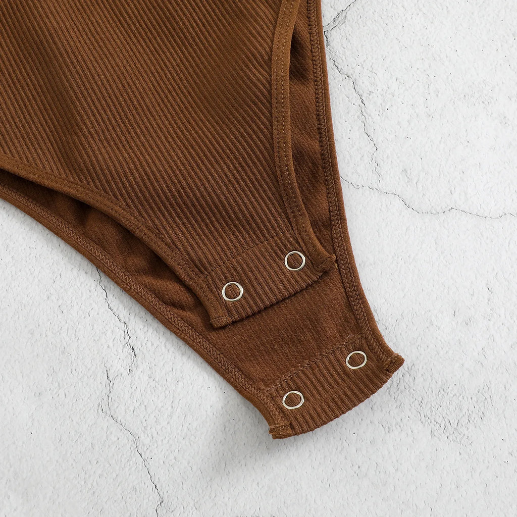 Brown Ribbed Bodysuit