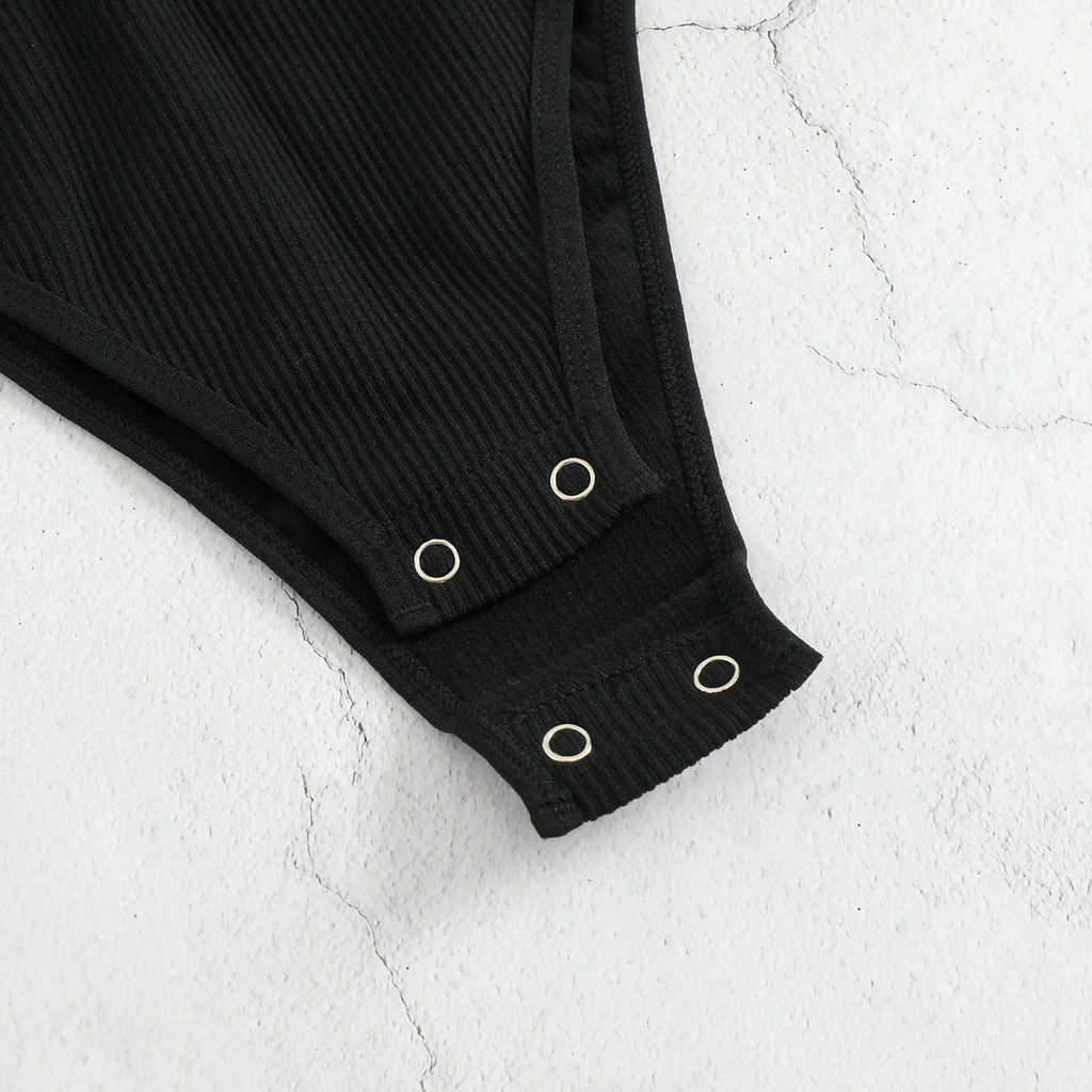 Black Ribbed Bodysuit